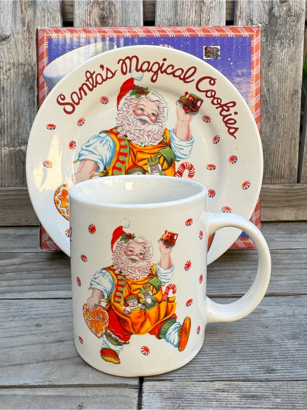 VTG Sakura "Santa's Magical Cookies" Mug & Plate Set with Original Box